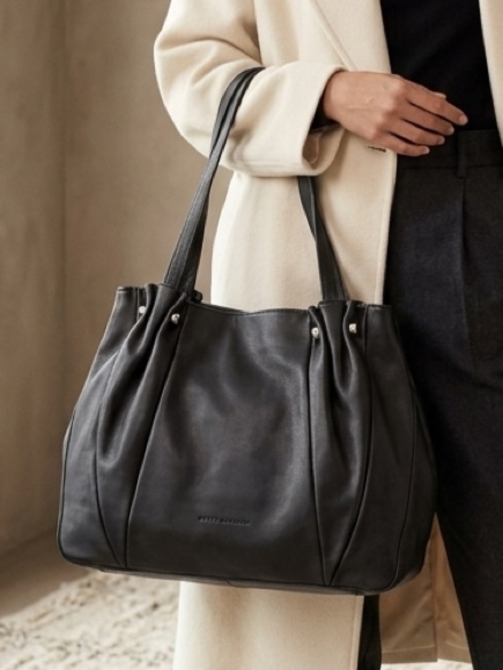 Marco Buggiani Black Leather Tote Shoulder Bag